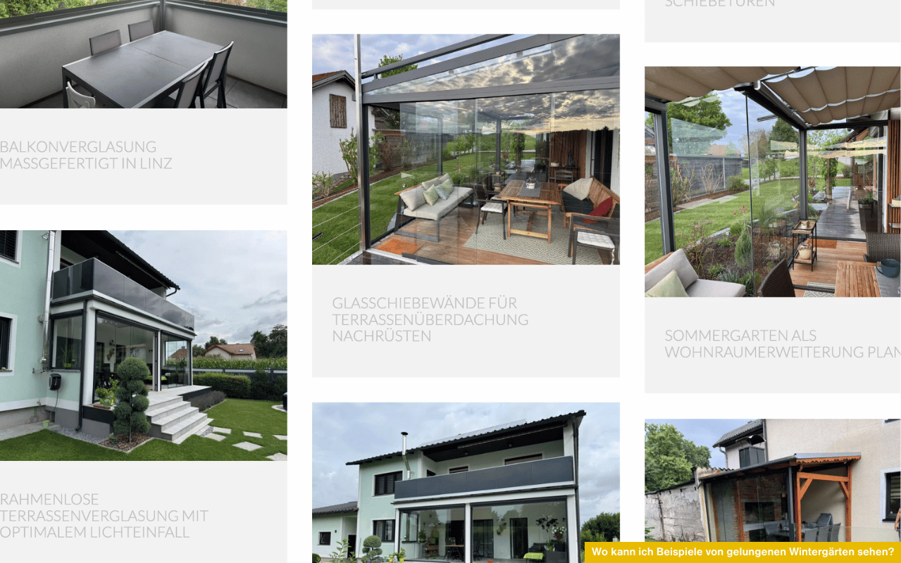 Wo kann ich Beispiele von gelungenen Wintergärten sehen? Hier finden Sie Inspirationen aus realisierten Projekten unserer Kunden.
