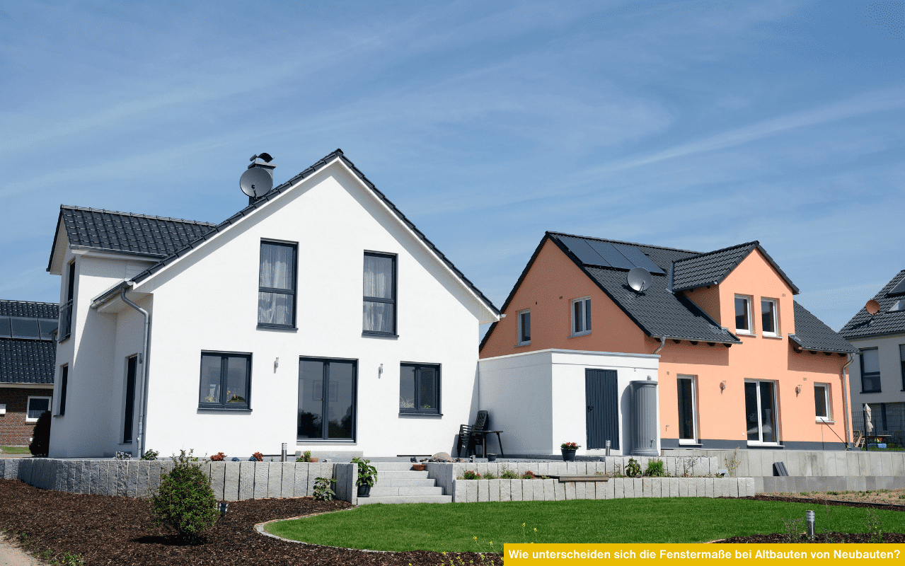 Zwei Einfamilienhäuser mit klassischer und moderner Fensterarchitektur - Wie unterscheiden sich die Fenstermaße bei Altbauten von Neubauten in Österreich